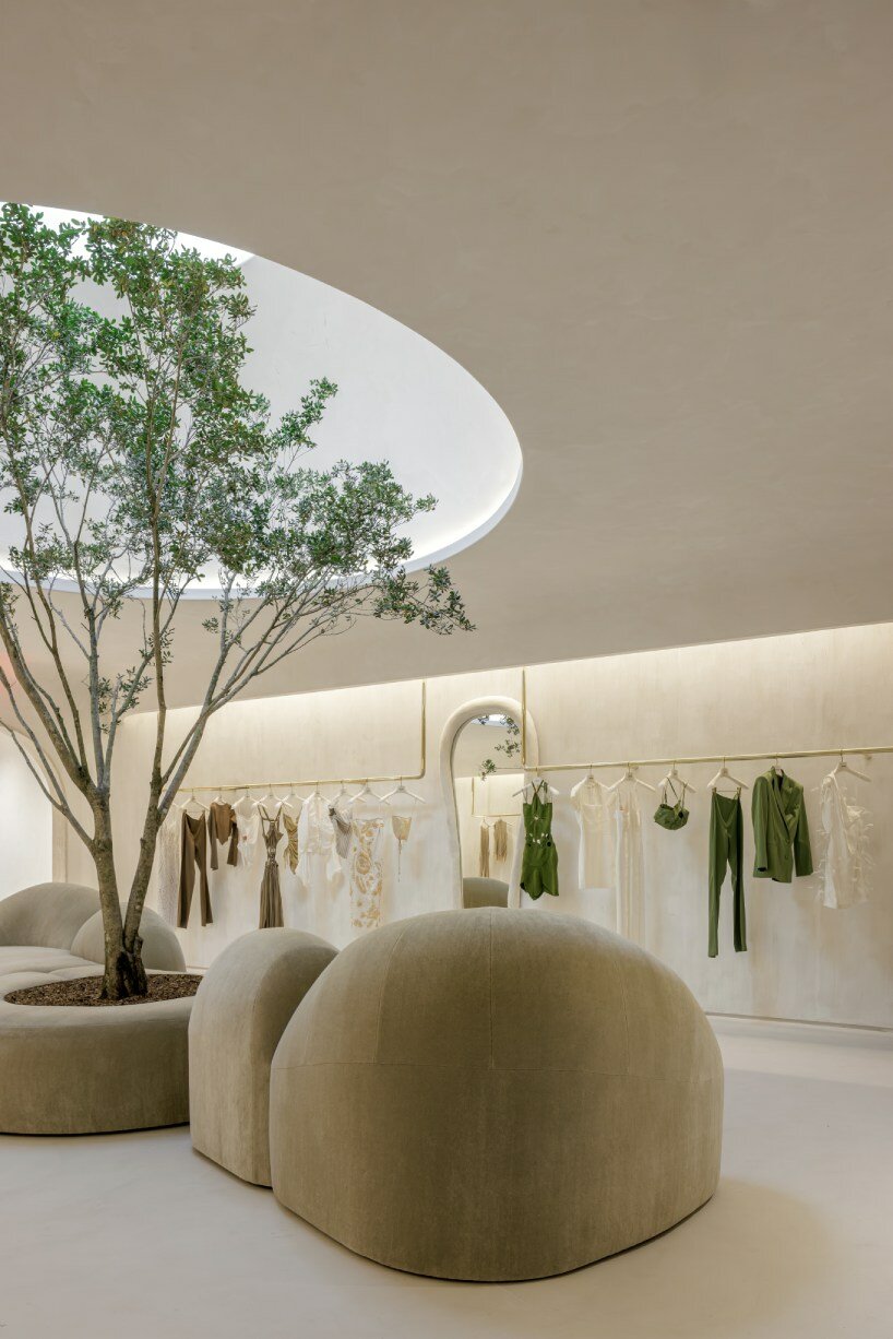 1800-piece ceramic tile mural envelops facade of cult gaia's miami flagship store 