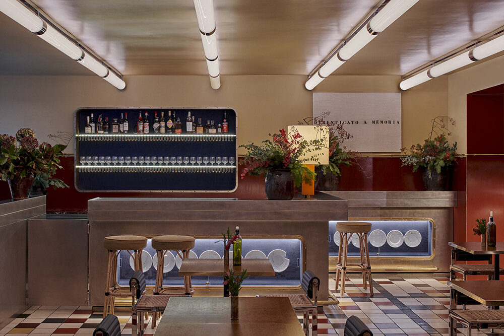 trattoria del ciumbia by dimorestudio exudes the warmth of 1960s eateries