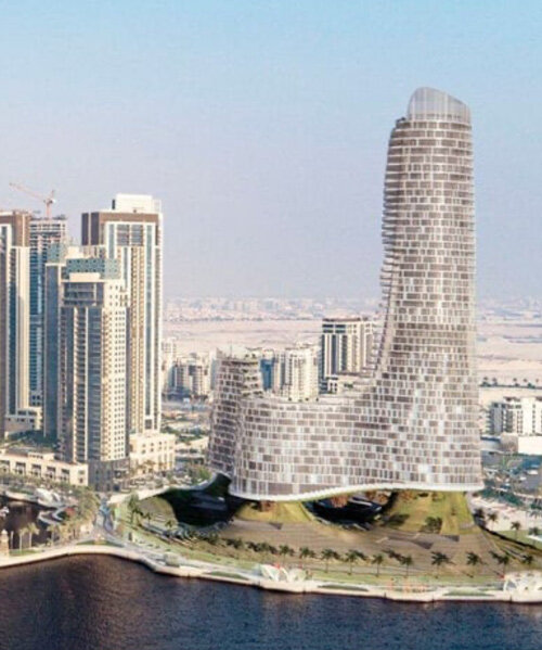 undulating contours outline hilly evergreen residential tower on dubai creek harbor