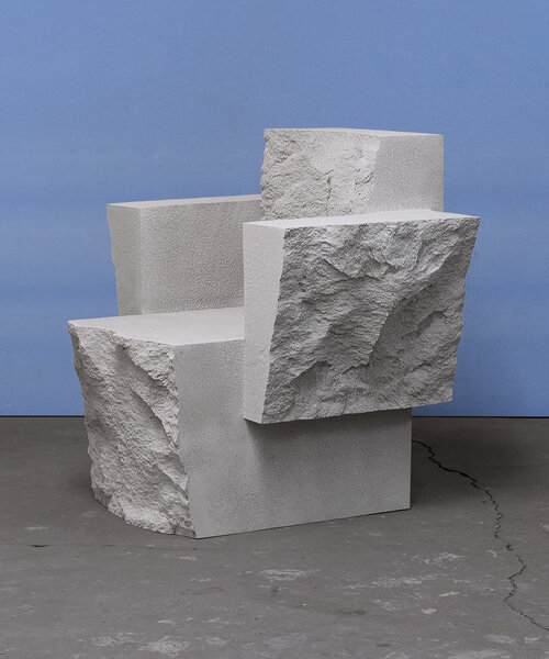 ryota akiyama repurposes urethane foam into primitive, rock-like objects