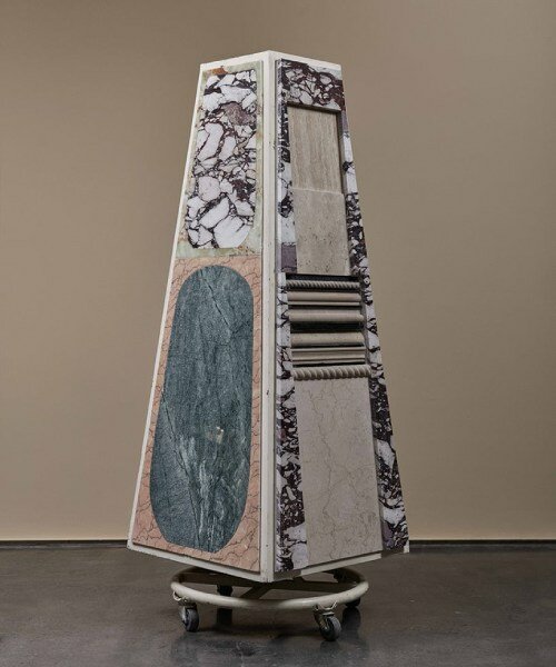catalina andonie's mobile totem sculptures collage various grains and hues of stone