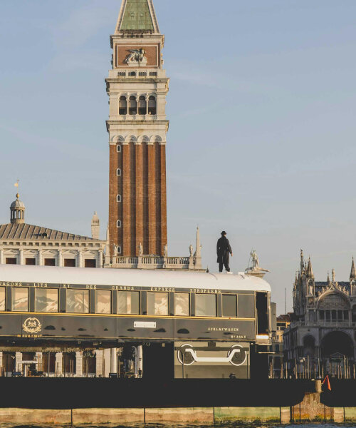 JR transforms venice simplon-orient-express train carriage into an installation in motion