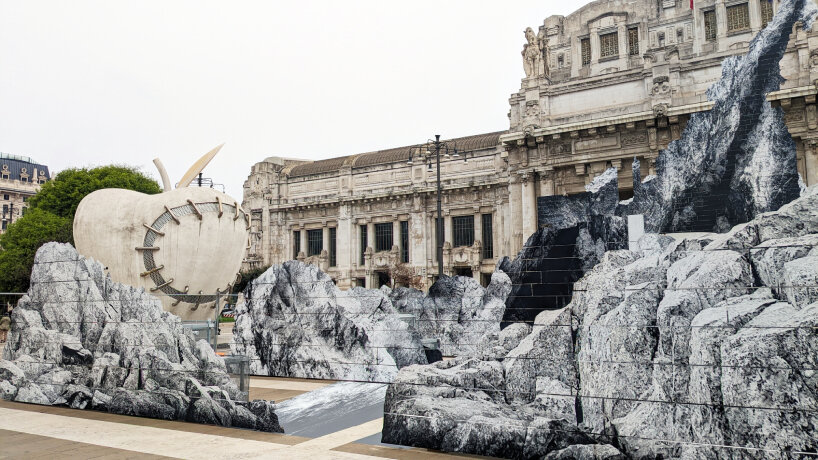 JR’s new monumental rock installation ‘la nascita’ emerges in front of ...