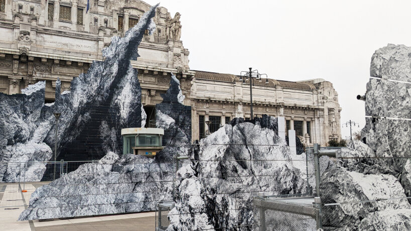 JR’s new monumental rock installation ‘la nascita’ emerges in front of ...