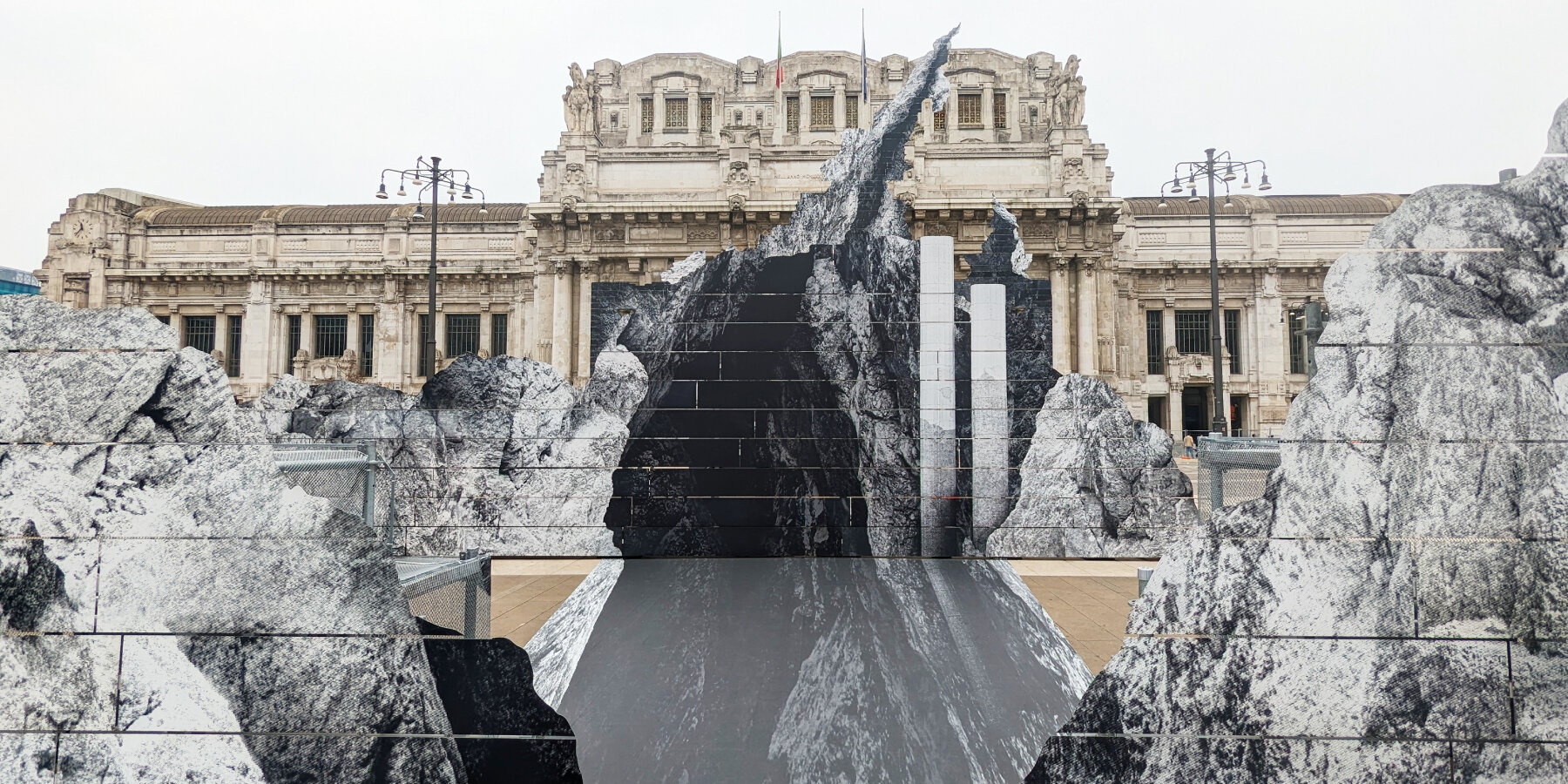 JR’s new monumental rock installation ‘la nascita’ emerges in front of ...