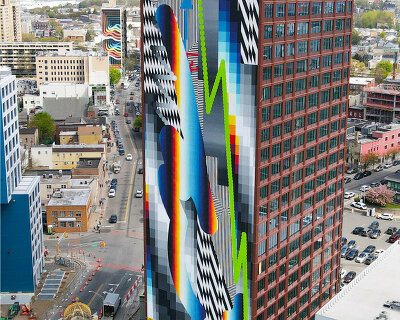 felipe pantone’s ‘OPTICHROMIE for jersey city’ marks his largest gradient mural to date