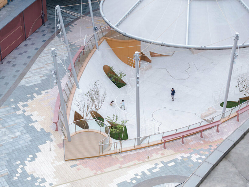 deep origin lab's floating courtyard revitalizes sunken plaza in china