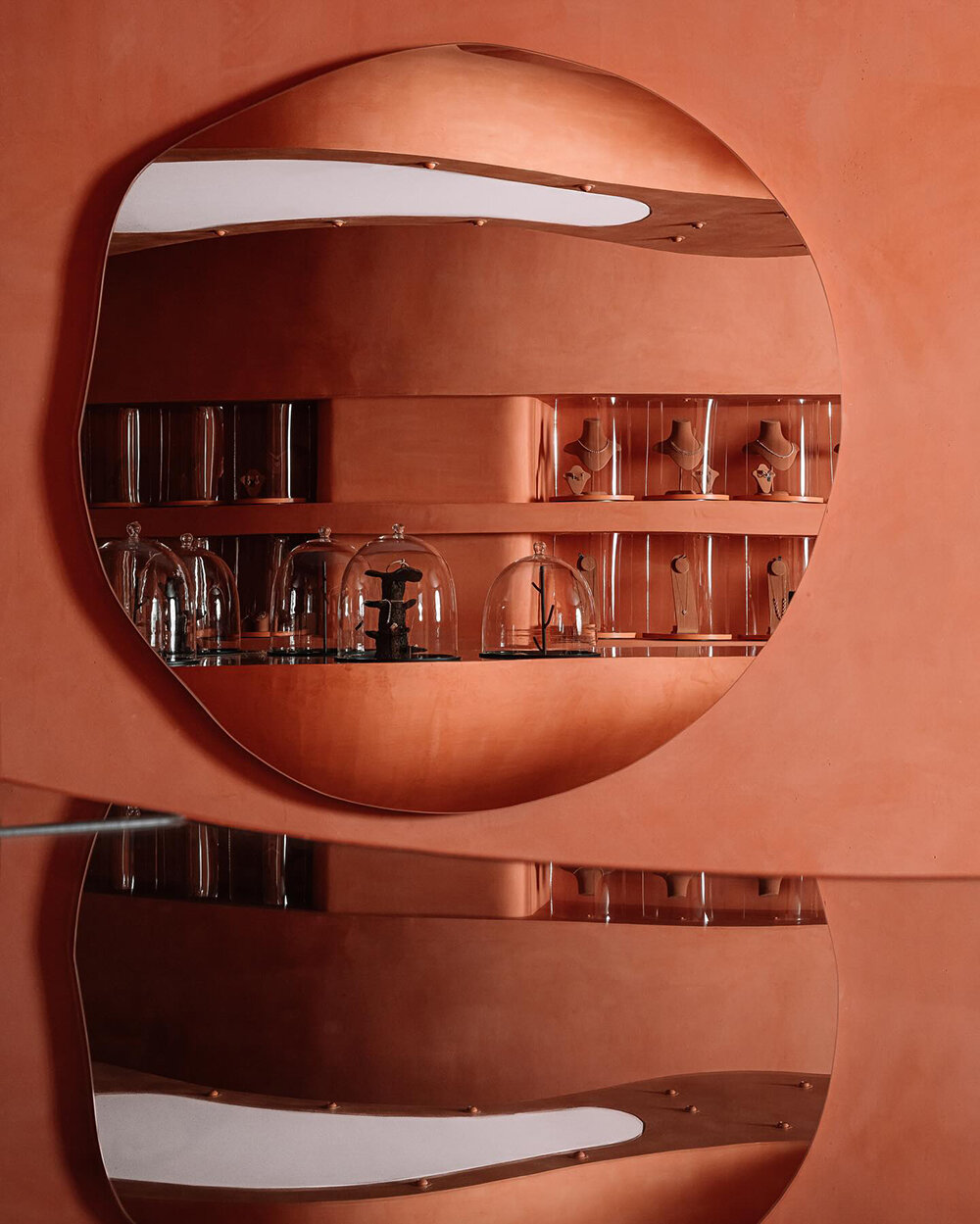 museLAB's jewelry store in ahmedabad recalls a voluptuous terracotta landscape