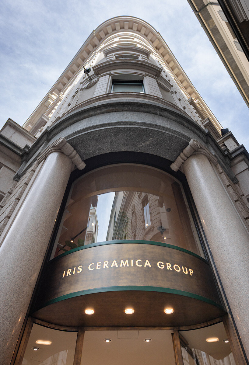 iris ceramica group builds path of fluid ceramic poetry leading visitors to new showroom
