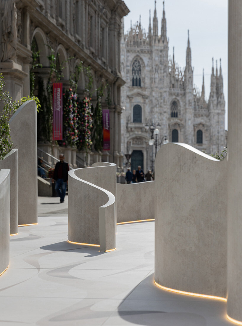 iris ceramica group builds path of fluid ceramic poetry leading visitors to new showroom