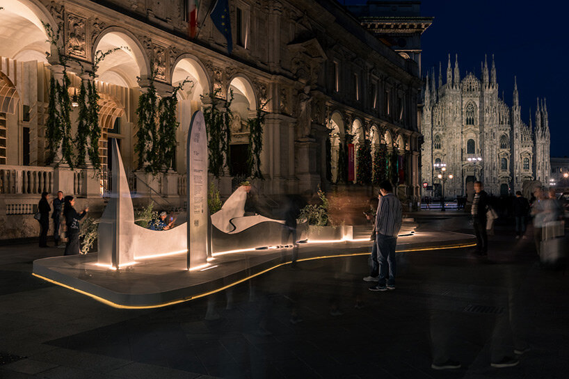 iris ceramica group builds path of fluid ceramic poetry leading visitors to new showroom