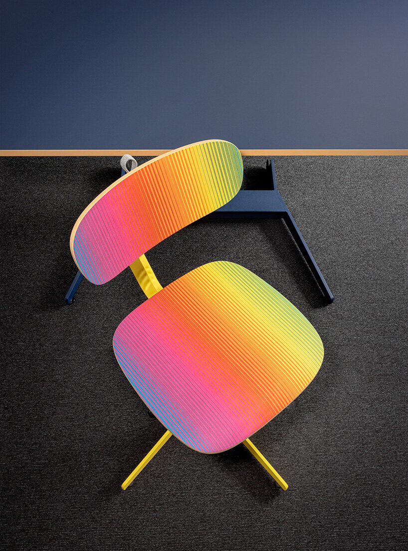 AMDL CIRCLE bends steel-back mara TYPO chair with robust yet soft creases