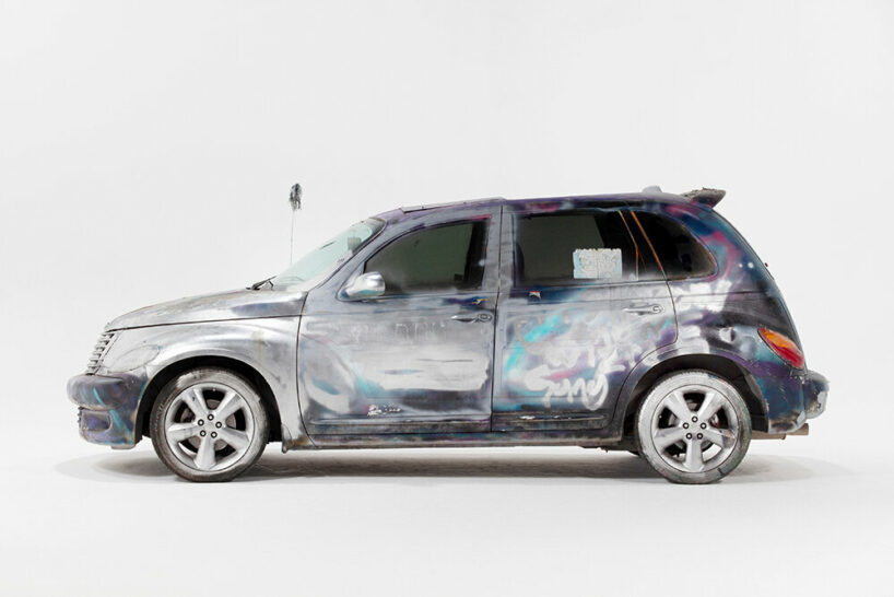 MSCHF's latest perrotin show in LA stages micro handbags and a junked PT cruiser