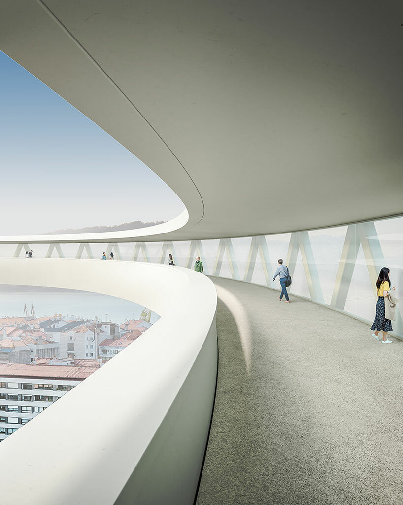 El ascensor urbano en forma de halo ofrece vistas panorámicas de Vigo, España