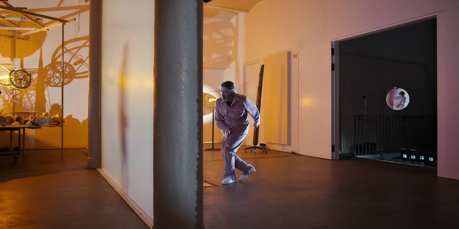 olafur eliasson dances behind light installation in his berlin 
