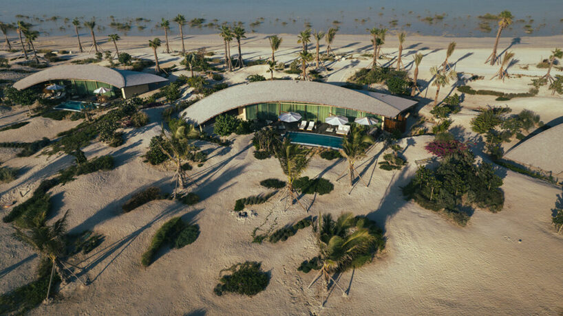 kengo kuma turns wood and clay into offshore red sea villas in saudi arabia