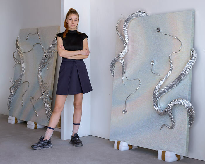 anastasia komar's hybrid artworks are interwoven with sinuous biological sculpture