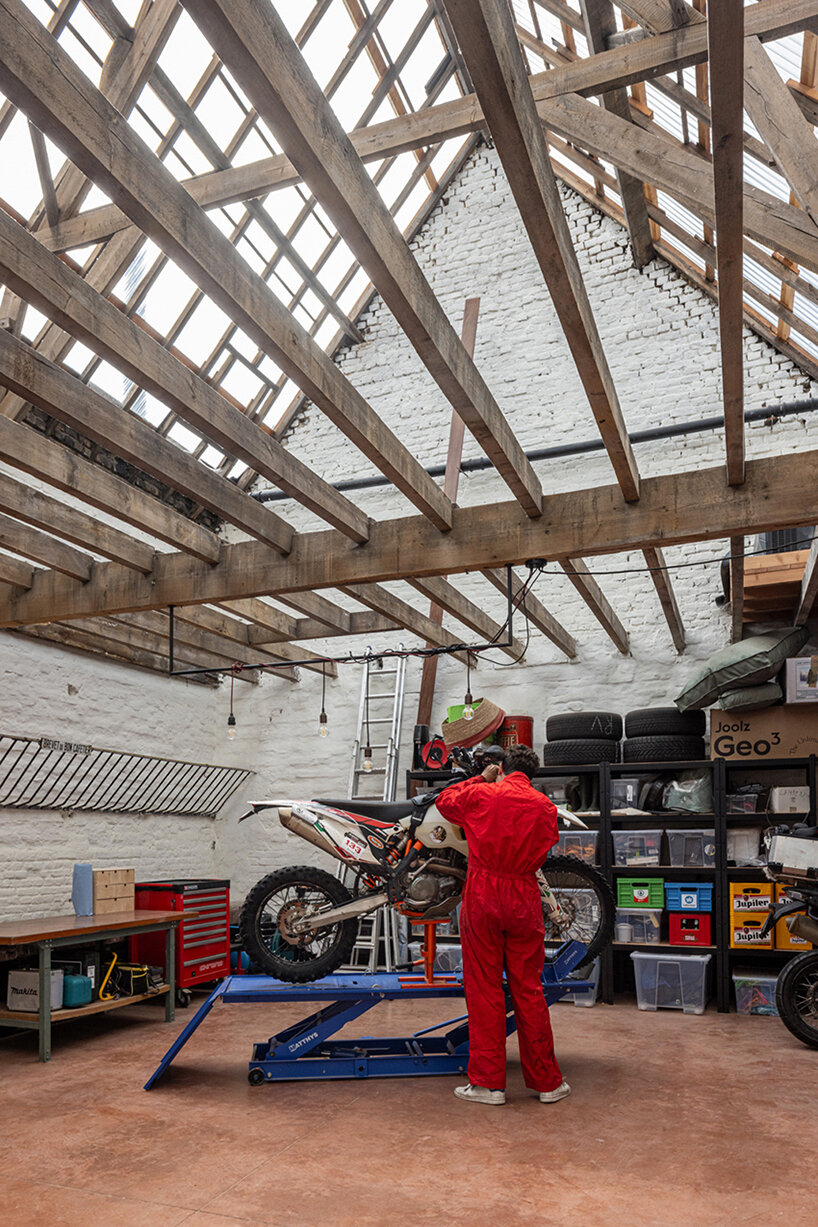 slaughterhouse café turns into sunlit multi-level residence by atelier vens vanbelle in belgium