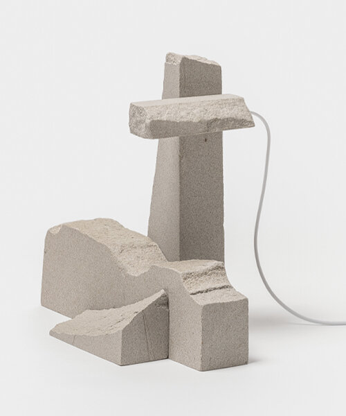 HB-AS sculpts one-of-a-kind lamps made of sandstone salvaged and cut in an ohio quarry
