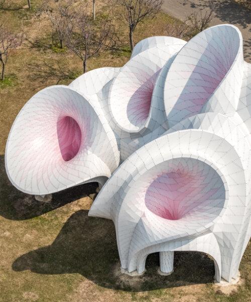 MARC FORNES / THEVERYMANY's cherry blossom pavilion invites play and rest in taiwan
