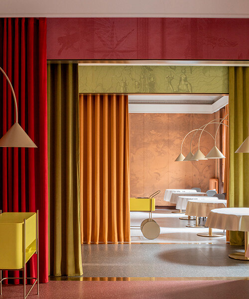 debonademeo redesigns milan restaurant 'contraste' with colorful hues and historic details