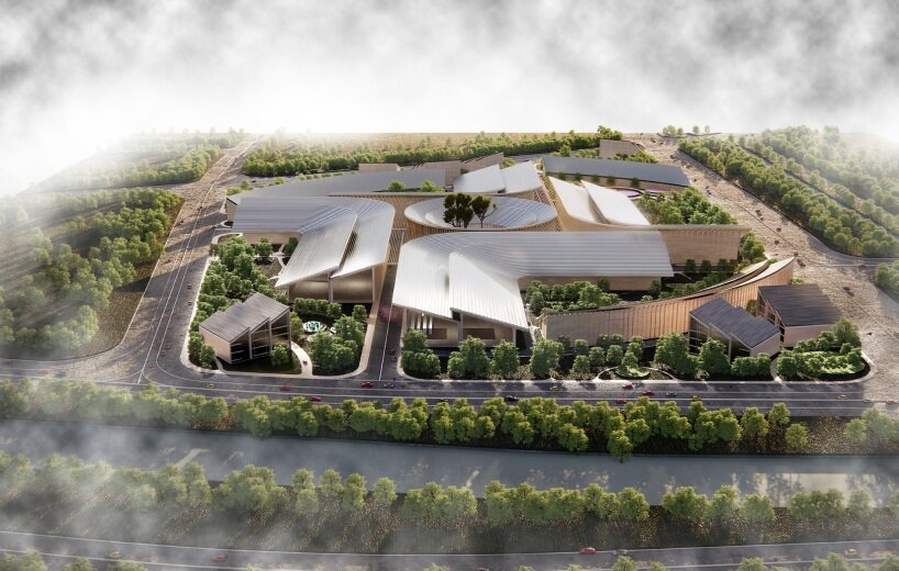 Espacios verdes y volúmenes sinuosos dan forma al parque radial de hidrógeno Beta Realities en Jinan