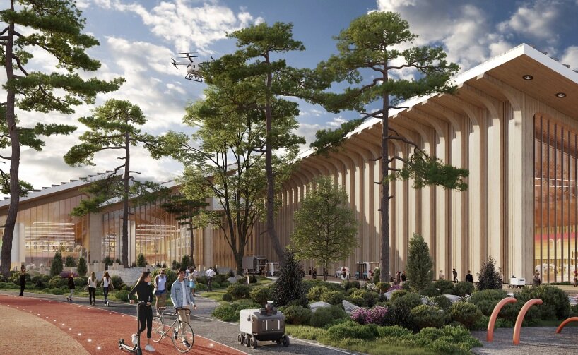 Espacios verdes y volúmenes sinuosos dan forma al parque radial de hidrógeno Beta Realities en Jinan