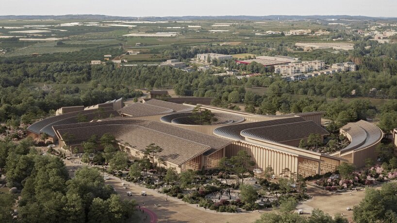 Espacios verdes y volúmenes sinuosos dan forma al parque radial de hidrógeno Beta Realities en Jinan