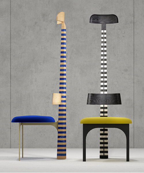 george geara's ECHELLE chairs expand like a ladder to embrace the human body