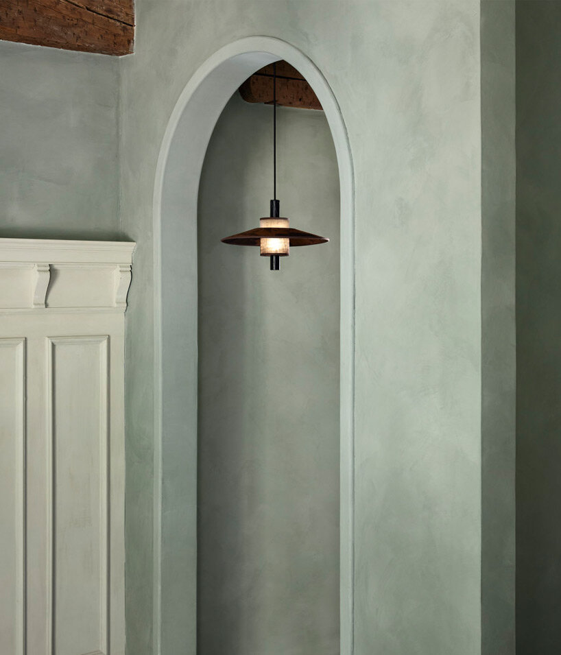 forestier's thésée collection infuses primitive design into handcrafted floating luminaires