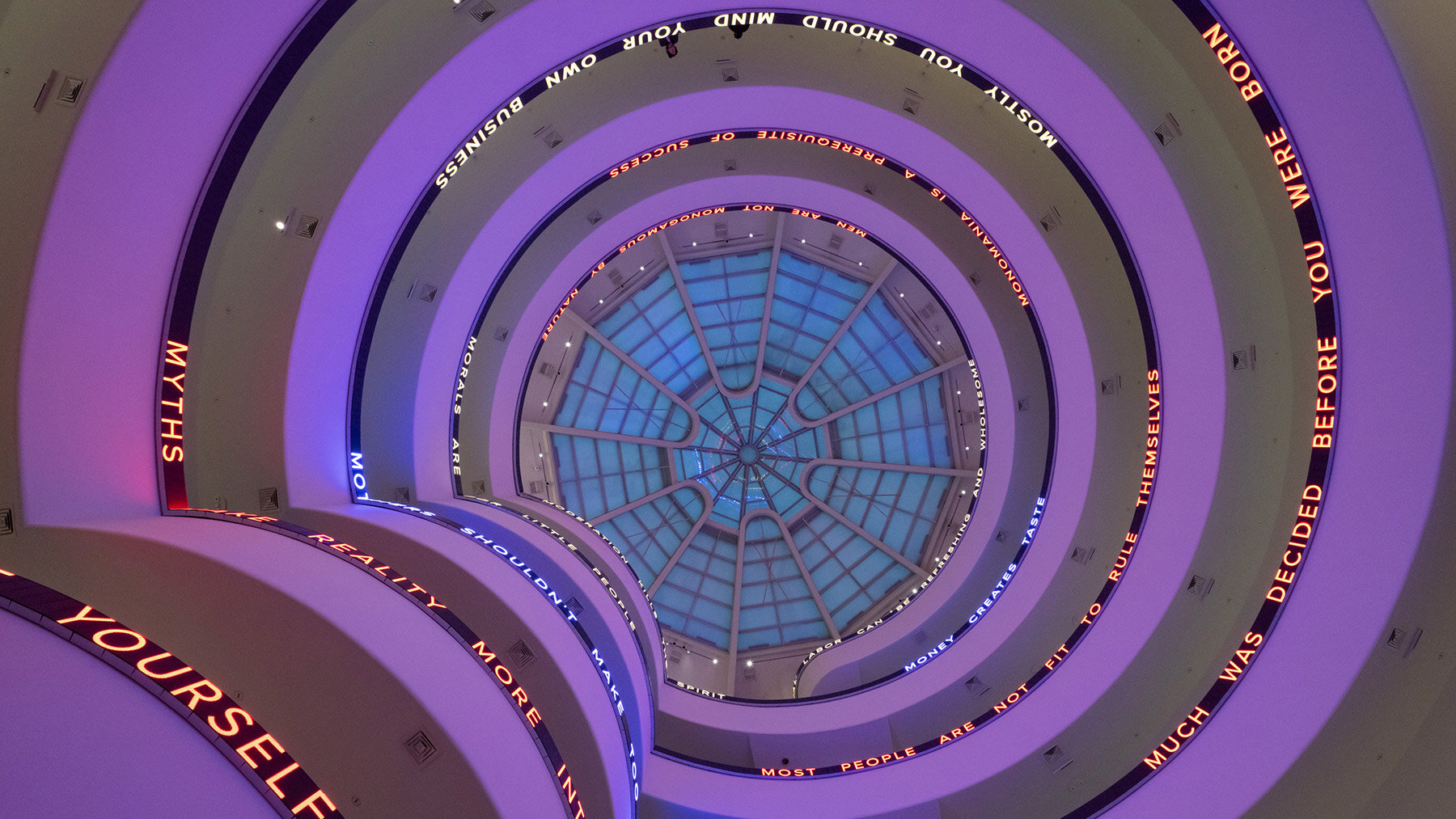 jenny holzer: light line takes over new york's guggenheim museum