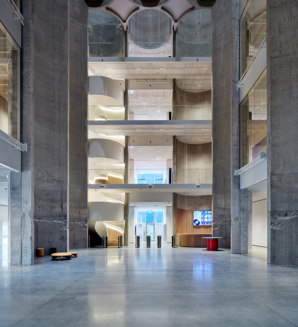 kunstsilo museum takes shape in southern norway as a converted grain silo from the 1930s