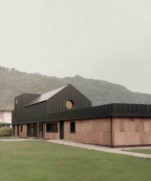 cork-covered border house by LCA architetti showcases sustainable solutions in italy