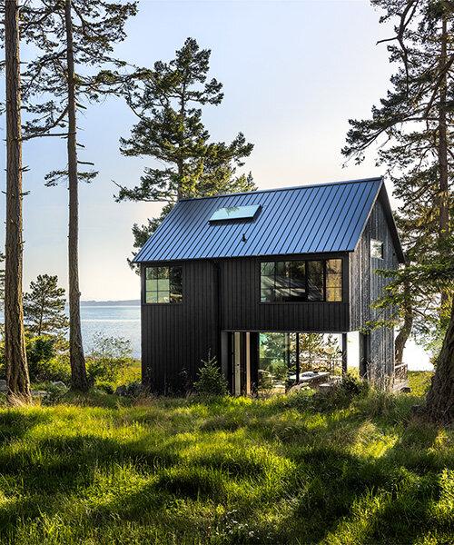 heliotrope architects' cabin lookout opens broadly onto lopez island's pacific shores