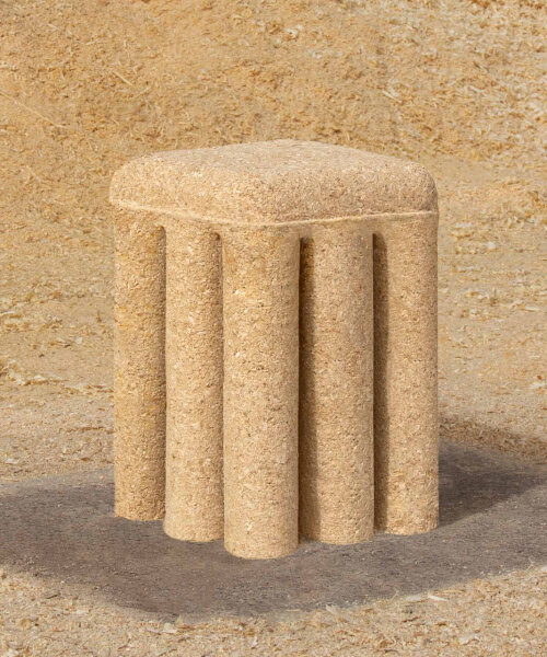 this is briket, a recyclable stool made entirely from potatoes and sawdust