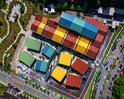 colorful roofed units compose TKCA architect's sama square market village in kuala lumpur