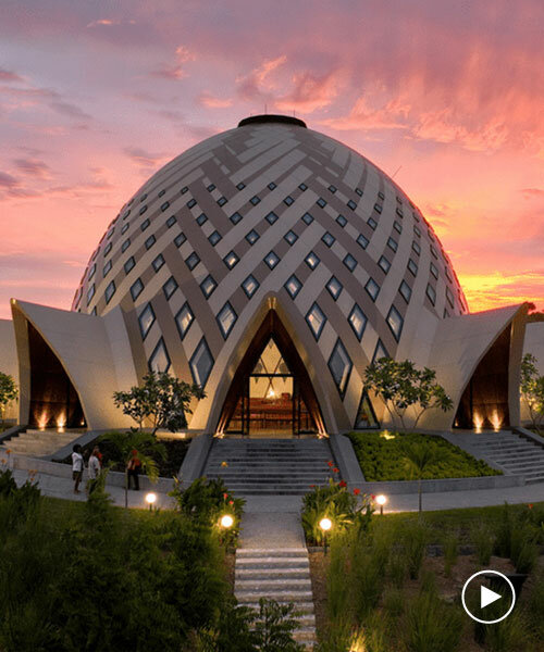 woven-domed baha'i house of worship reflects on papua new guinean art tradition
