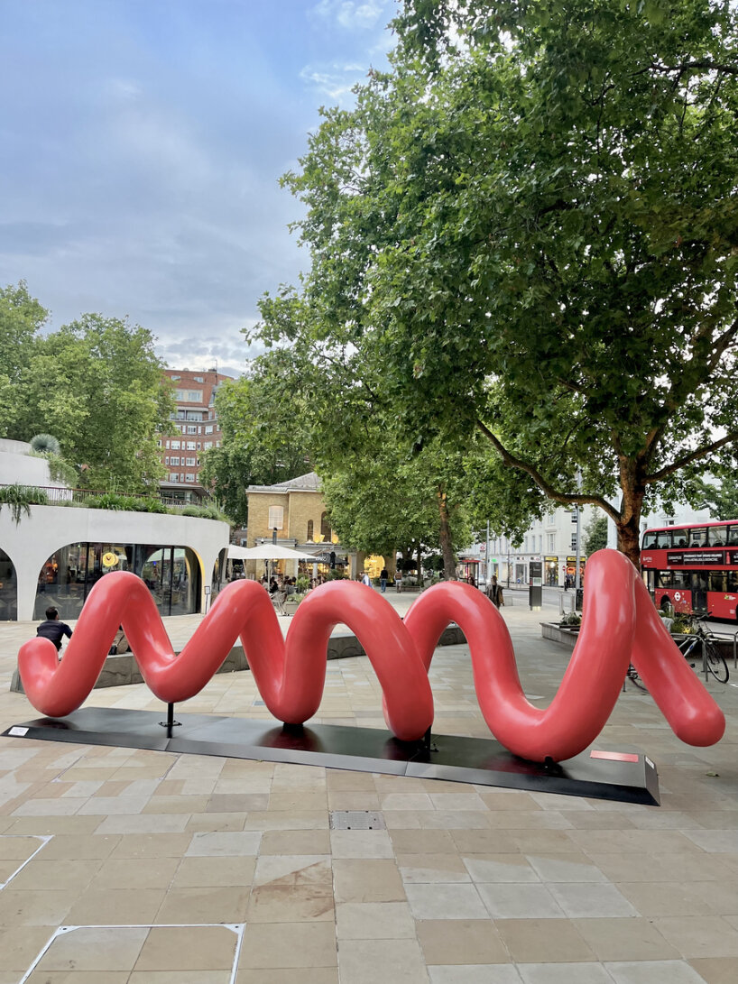 yoni alter's climbable sculpture in london reveals the word 'love'