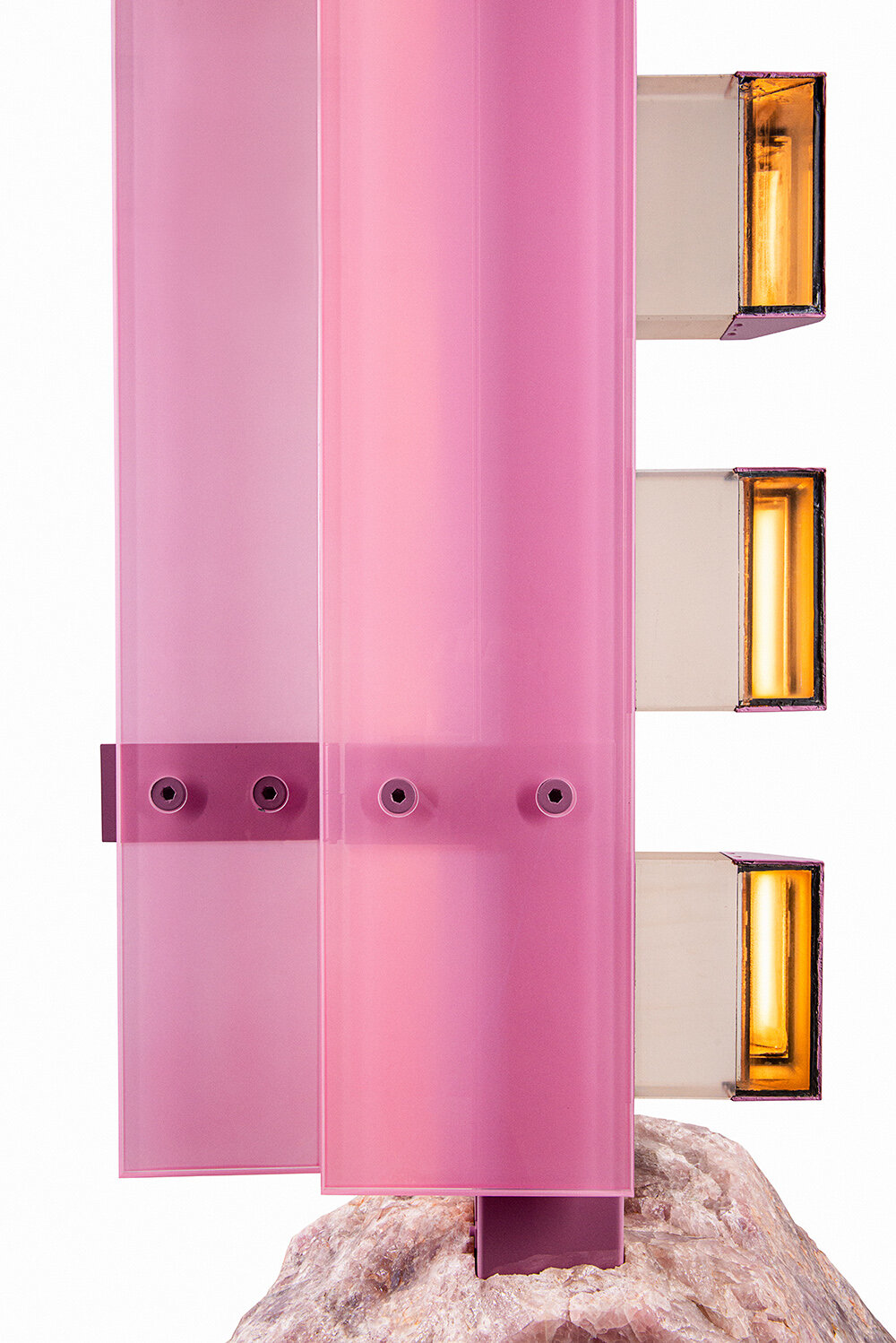 enrico marone cinzano's LED lamp at design miami/ basel is encased with WWII tank prisms