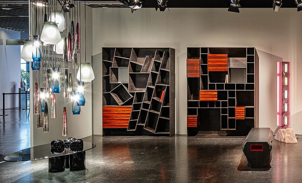 enrico marone cinzano's LED lamp at design miami/ basel is encased with WWII tank prisms