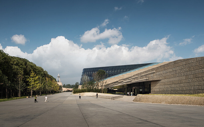 undulating facade simulates eyes of chinese relics in sanxingdui museum renovation