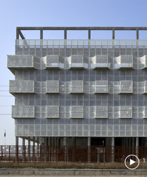 studio saar's third space center in rajasthan features intricate patterned jali screens