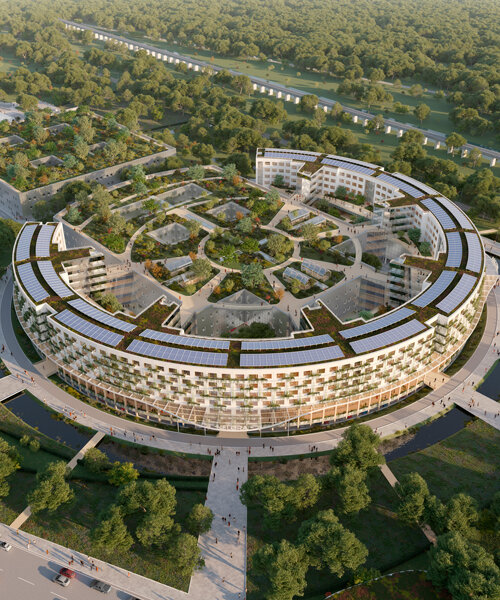 vincent callebaut's compact-layer hybrid hospital plans circular 'power' logo layout in belgium
