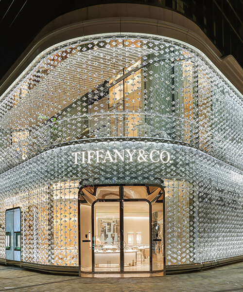 tiffany & co. shanghai is veiled in a glimmering glass diamond facade by MVRDV
