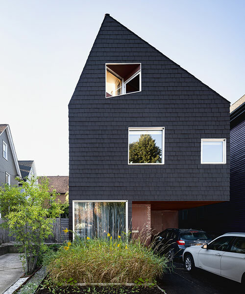 angled all-black residence by asap echoes new york's architectural heritage