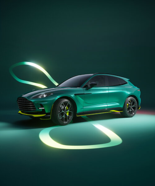 aston martin rolls out the ‘supercar of SUVs’ with lime lines as homage to its F1 race vehicle