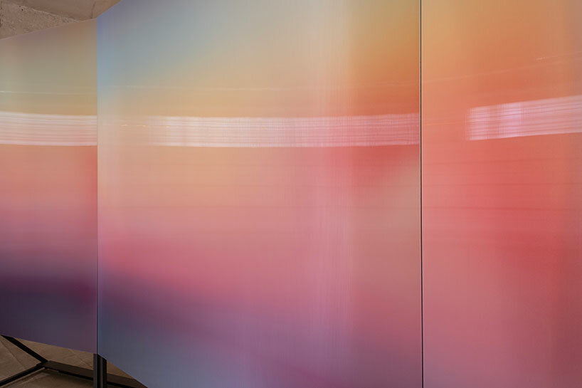 lenticular artworks explore color of light in BMW's green ray exhibition at rencontres d'arles