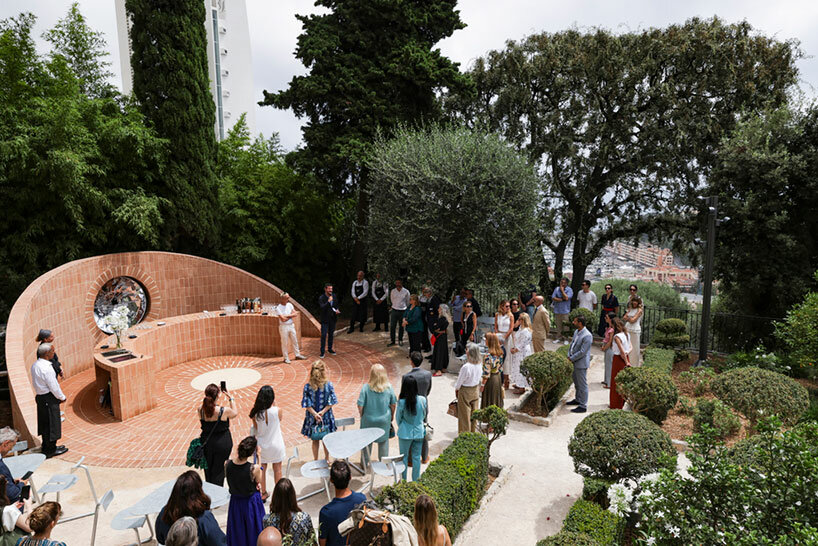 heliotropic brick-clad pavilion by guillaume aubry chases the sun's movement in monaco