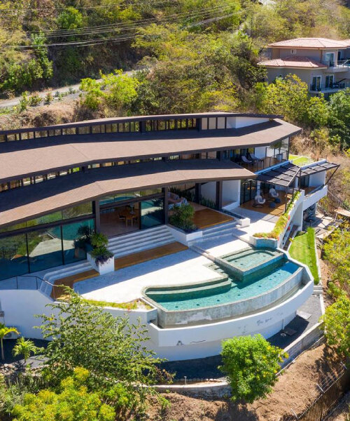 sequence of four roofs tops LSD architects' casa ondas in mountains of costa rica