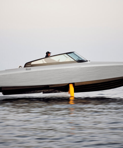candela launches C-8 polestar electric boat with hydrofoils painted in gold